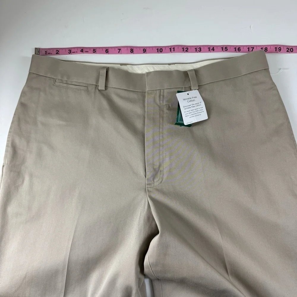 LL Bean Wrinkle Free Dress Chino Pants 36 x 32.5 Beige Khaki 262551 Classic NWT